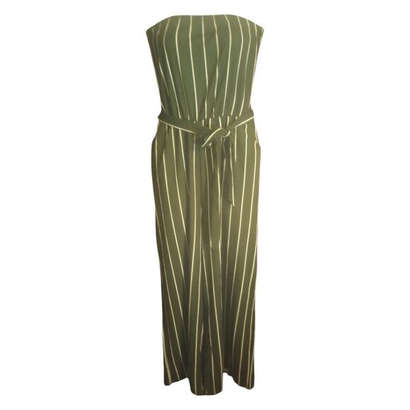 New strapless wide leg cropped jumpsuit with elastic waist and pockets - Picture 1 of 9